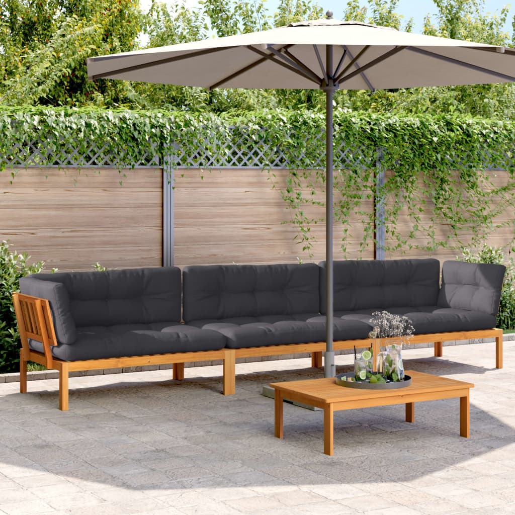 vidaXL Ensemble de canapé de jardin 4 pcs en palettes avec coussins bois d'acacia