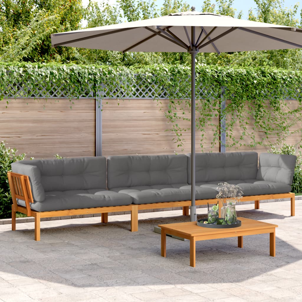 vidaXL 4-tlg. Garten-Sofagarnitur aus Paletten mit Kissen Akazienholz