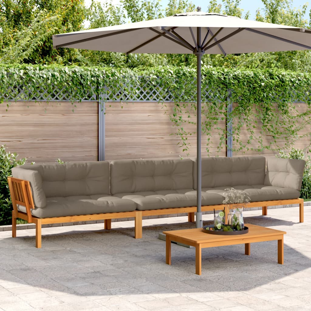 vidaXL 4-tlg. Garten-Sofagarnitur aus Paletten mit Kissen Akazienholz