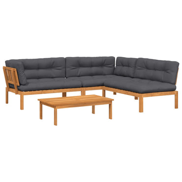 vidaXL Salon de jardin 4 pièces en palettes avec coussins Bois d'acacia