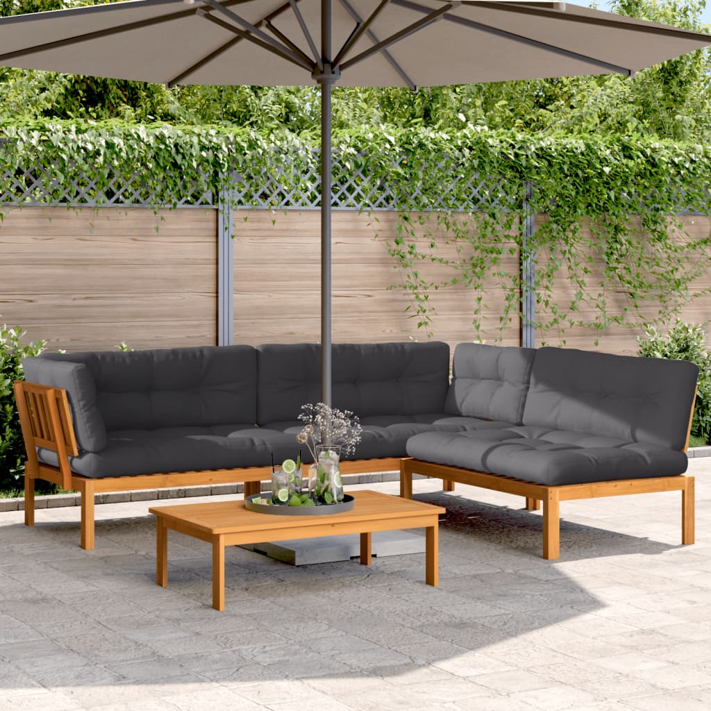 vidaXL 4-tlg. Garten-Sofagarnitur aus Paletten mit Kissen Akazienholz