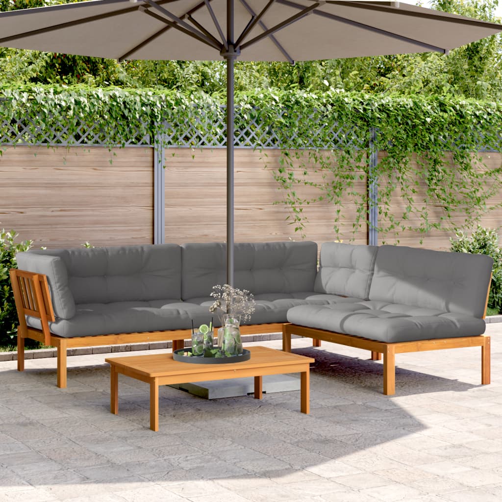 vidaXL 4-tlg. Garten-Sofagarnitur aus Paletten mit Kissen Akazienholz