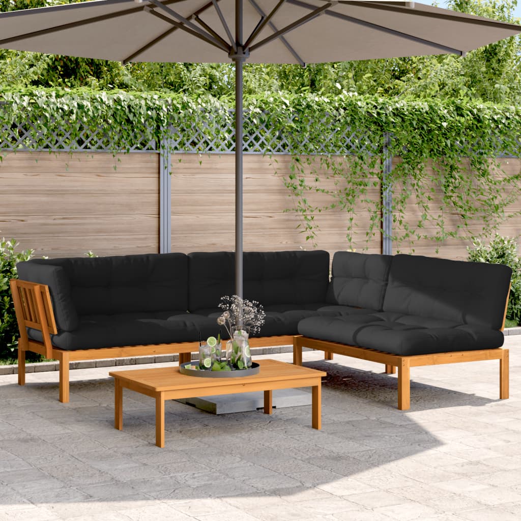 vidaXL 4-tlg. Garten-Sofagarnitur aus Paletten mit Kissen Akazienholz