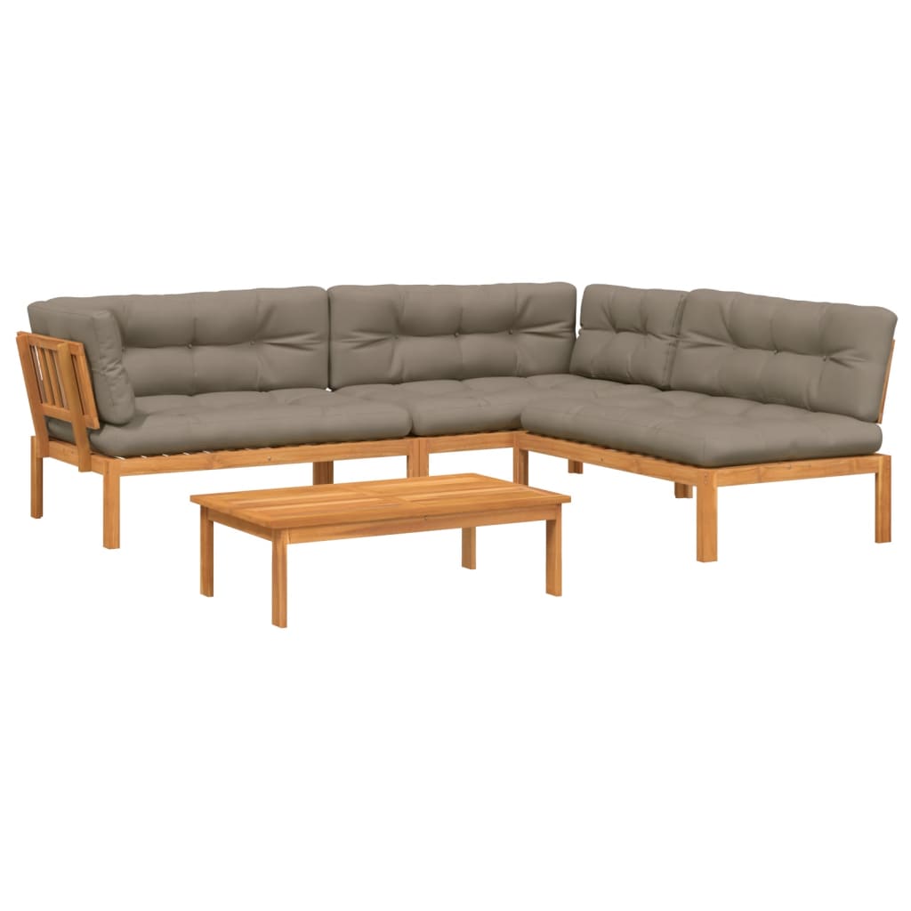 vidaXL Salon de jardin 4 pièces en palettes avec coussins Bois d'acacia