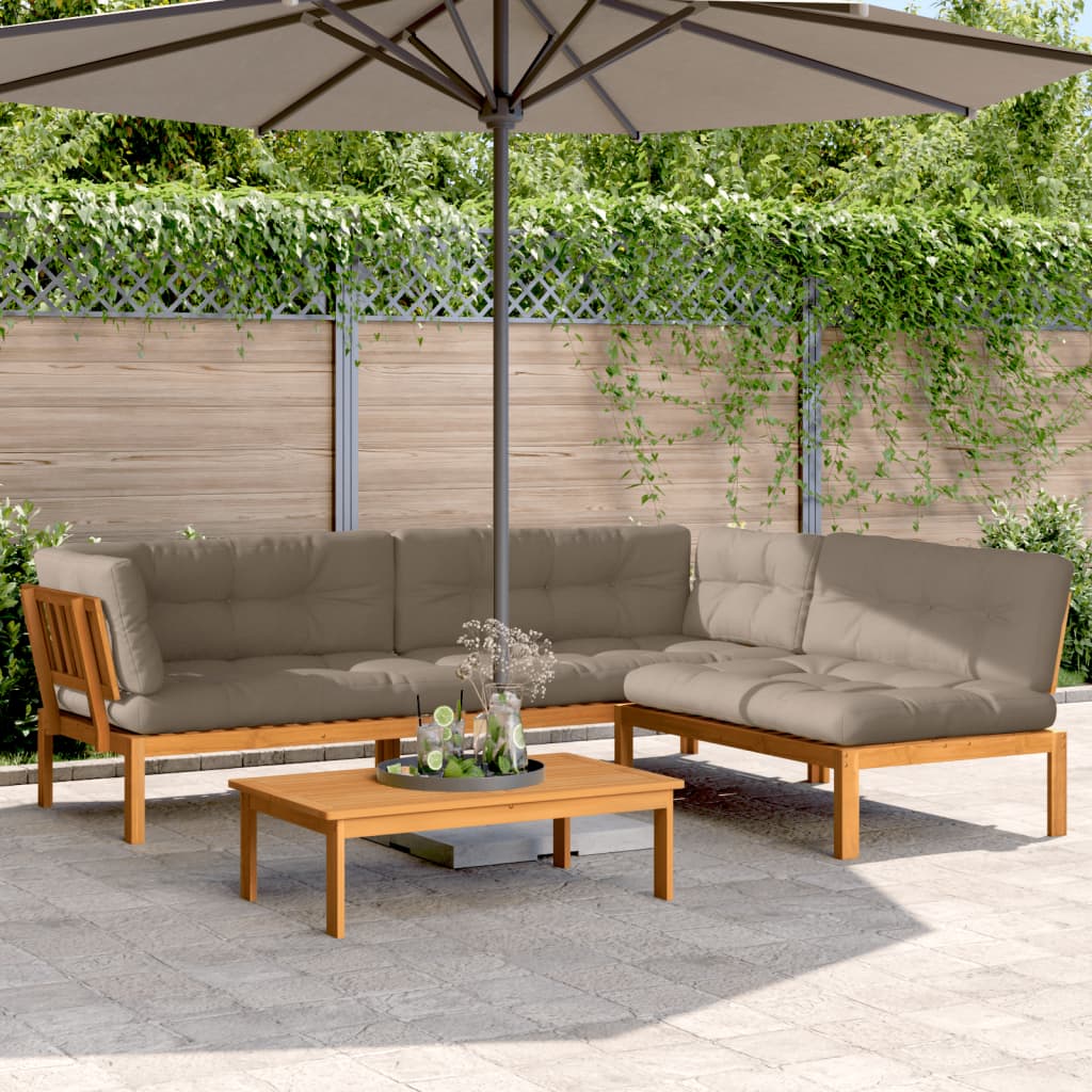 vidaXL Salon de jardin 4 pièces en palettes avec coussins Bois d'acacia
