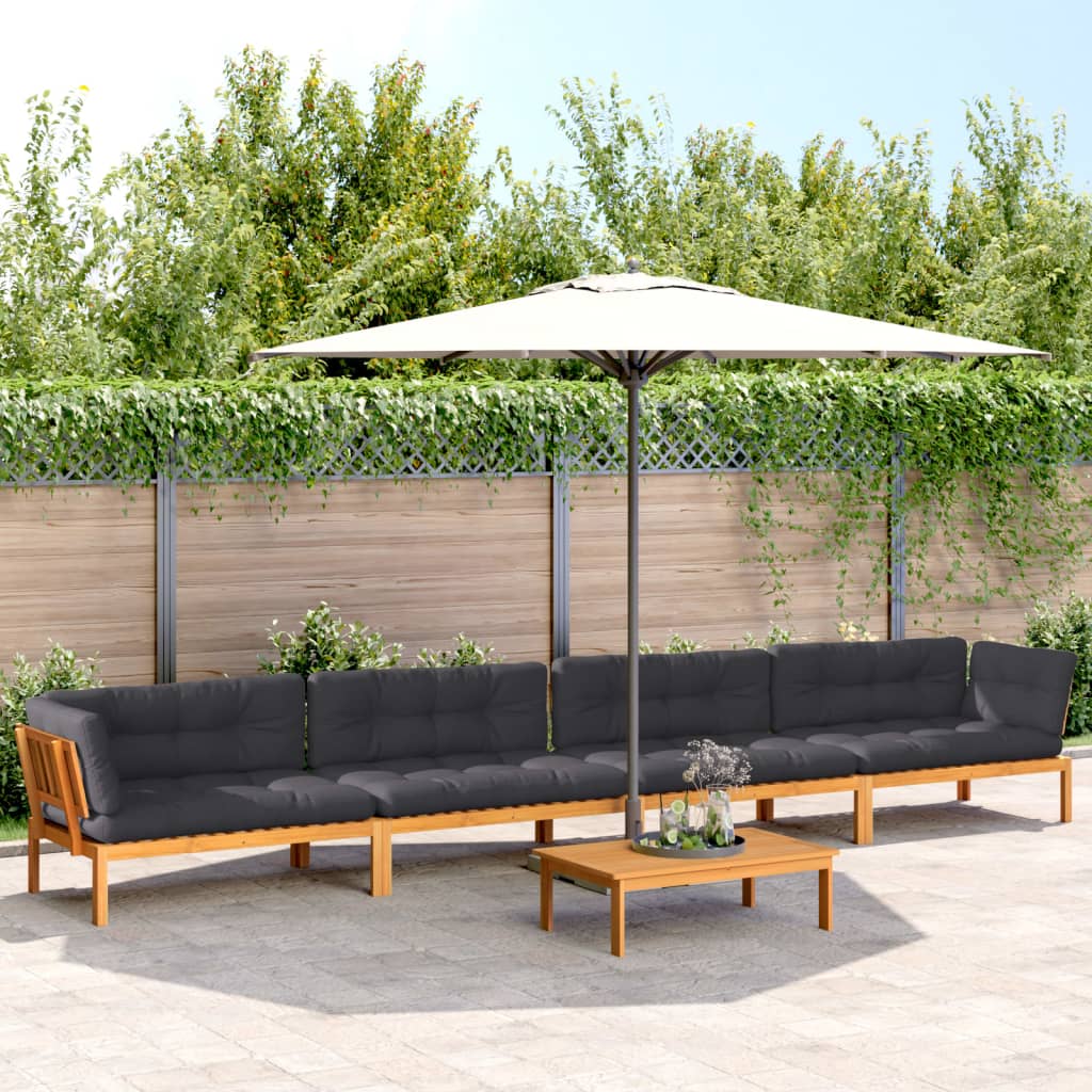 vidaXL Ensemble de canapé de jardin 5 pièces en palettes avec coussins bois d'acacia