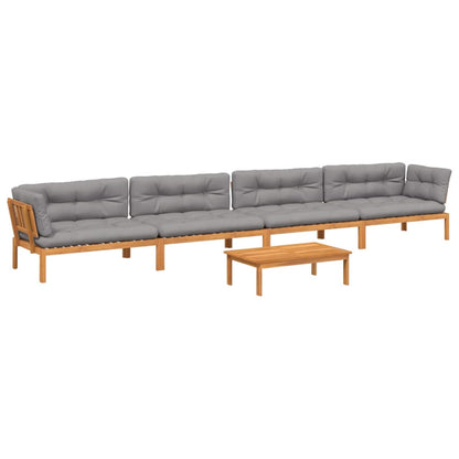 vidaXL Ensemble de canapé de jardin 5 pièces en palettes avec coussins bois d'acacia