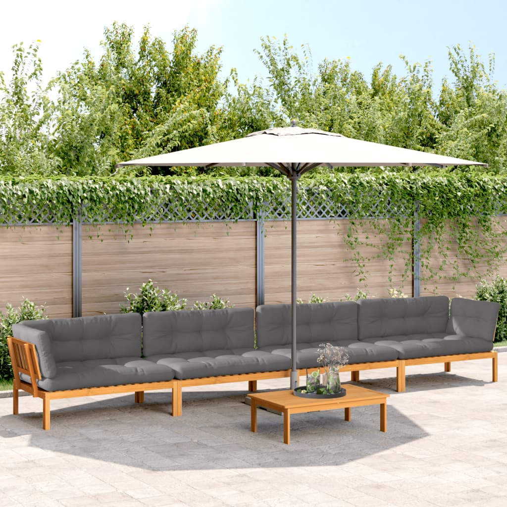 vidaXL Ensemble de canapé de jardin 5 pièces en palettes avec coussins bois d'acacia