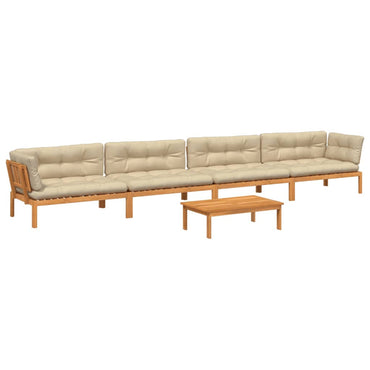 vidaXL Ensemble de canapé de jardin 5 pièces en palettes avec coussins bois d'acacia