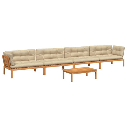 vidaXL Ensemble de canapé de jardin 5 pièces en palettes avec coussins bois d'acacia
