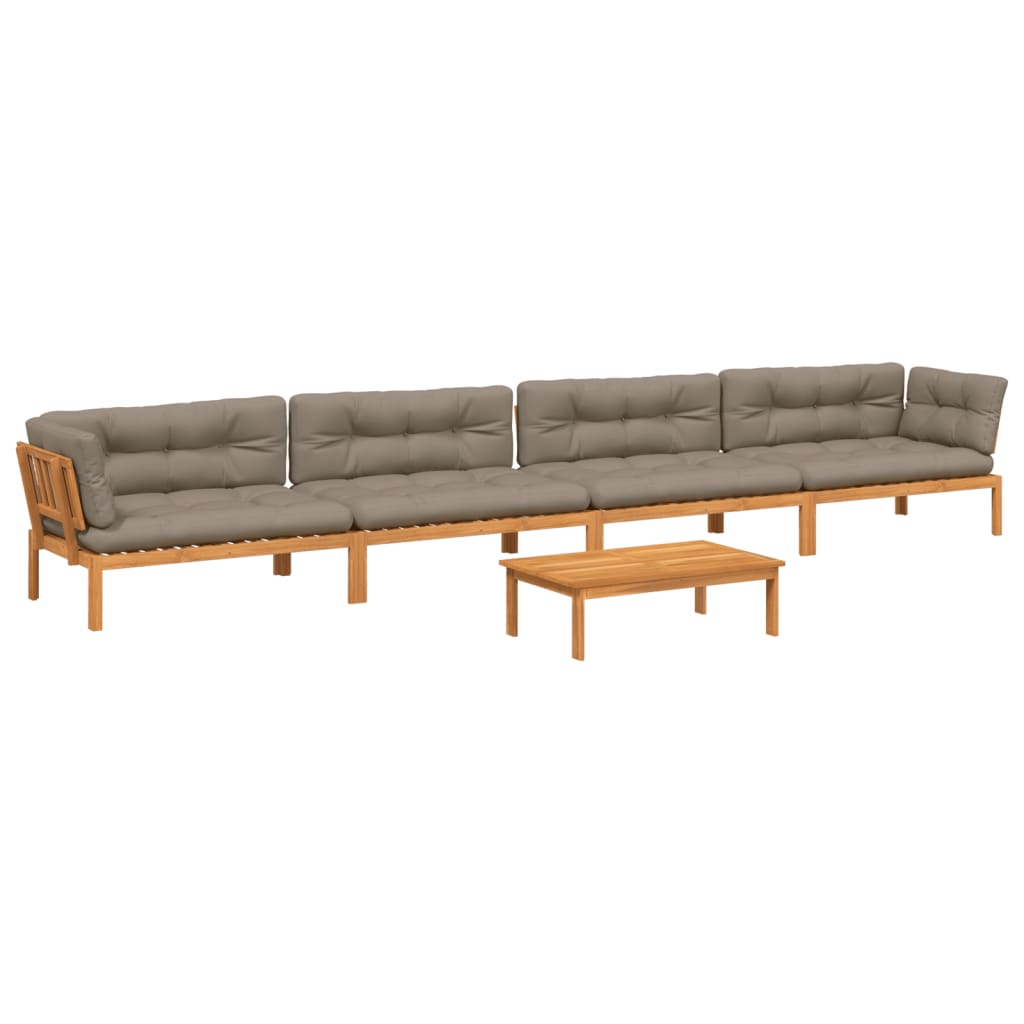 vidaXL Ensemble de canapé de jardin 5 pièces en palettes avec coussins bois d'acacia