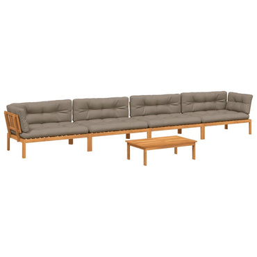 vidaXL Ensemble de canapé de jardin 5 pièces en palettes avec coussins bois d'acacia