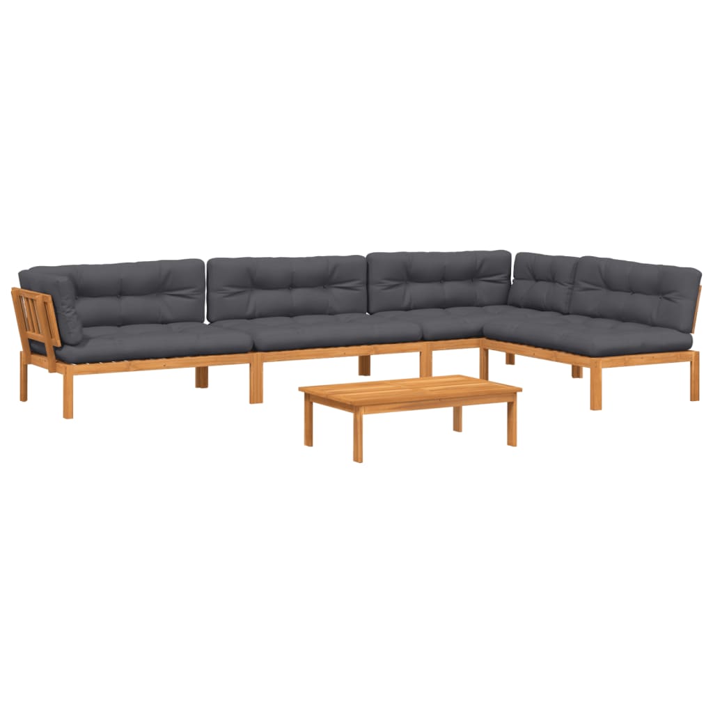 vidaXL Ensemble de canapé de jardin 5 pièces en palettes avec coussins bois d'acacia