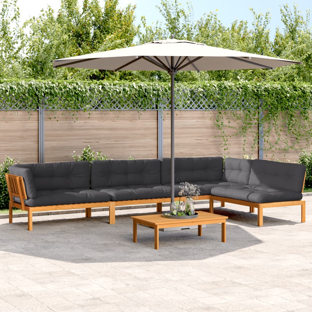 vidaXL Ensemble de canapé de jardin 5 pièces en palettes avec coussins bois d'acacia