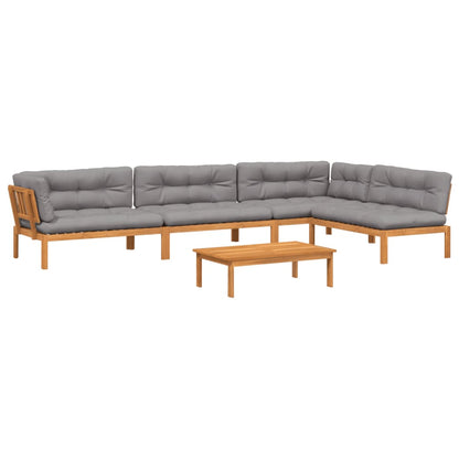 vidaXL Ensemble de canapé de jardin 5 pièces en palettes avec coussins bois d'acacia