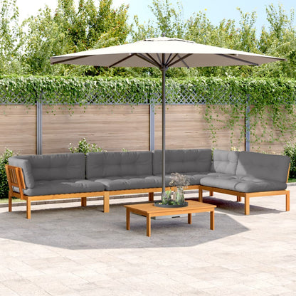 vidaXL Ensemble de canapé de jardin 5 pièces en palettes avec coussins bois d'acacia