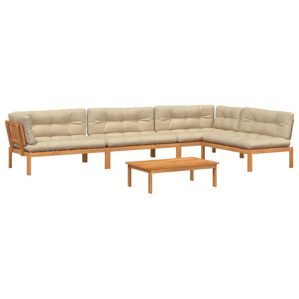 vidaXL Ensemble de canapé de jardin 5 pièces en palettes avec coussins bois d'acacia