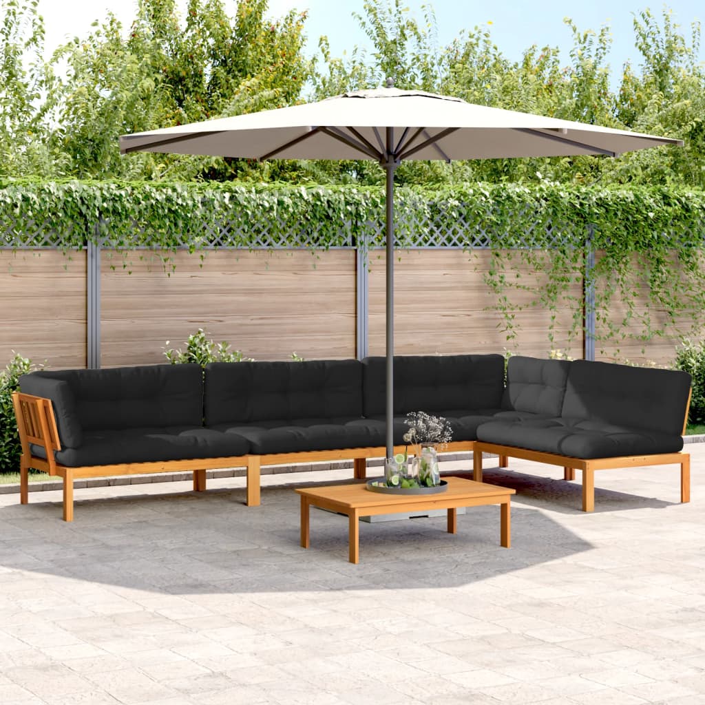 vidaXL 5-tlg. Garten-Sofagarnitur aus Paletten mit Kissen Akazienholz