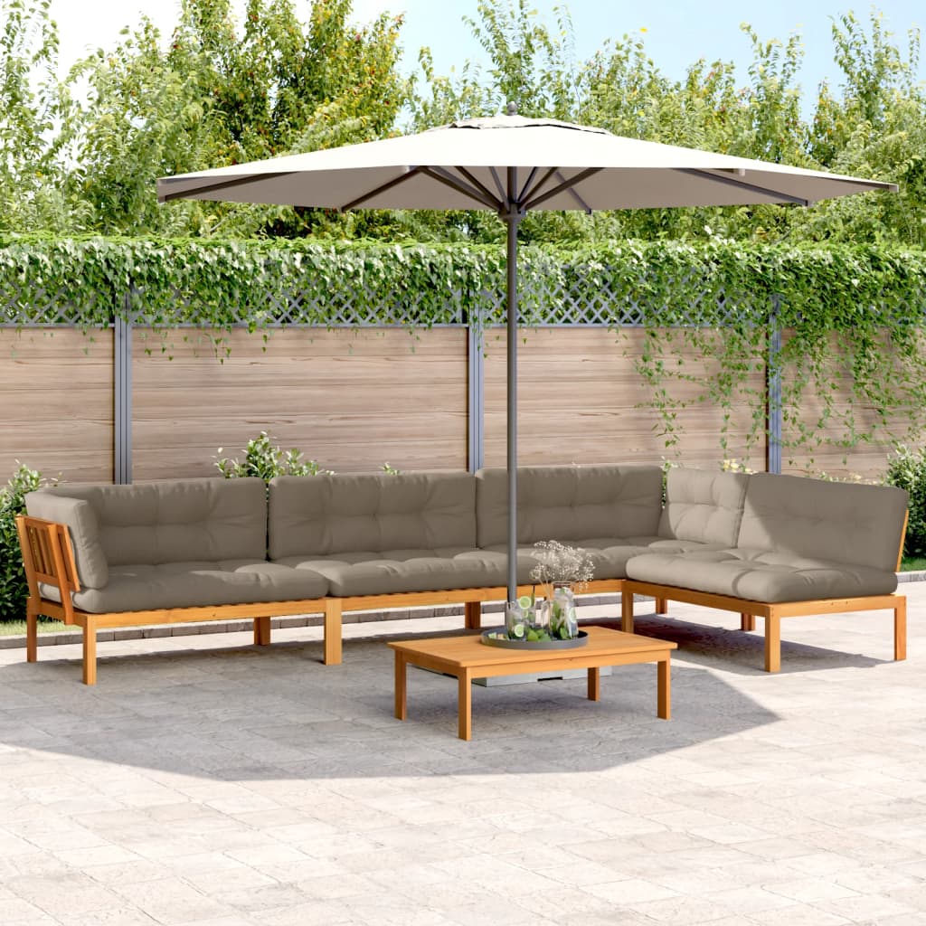 vidaXL Ensemble de canapé de jardin 5 pièces en palettes avec coussins bois d'acacia