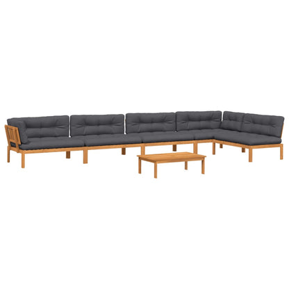 vidaXL Salon de jardin 6 pièces en palettes avec coussins Bois d'acacia