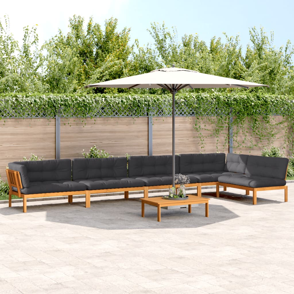 vidaXL Salon de jardin 6 pièces en palettes avec coussins Bois d'acacia