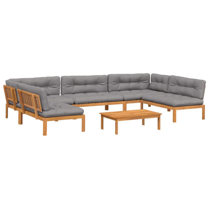 vidaXL Salon de jardin 6 pièces en palettes avec coussins en bois d'acacia