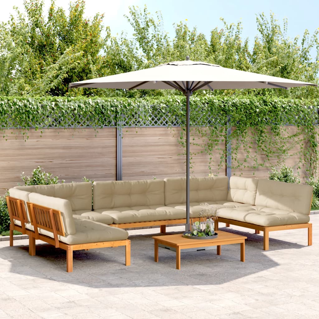 vidaXL 6-tlg. Garten-Sofagarnitur aus Paletten mit Kissen Akazienholz