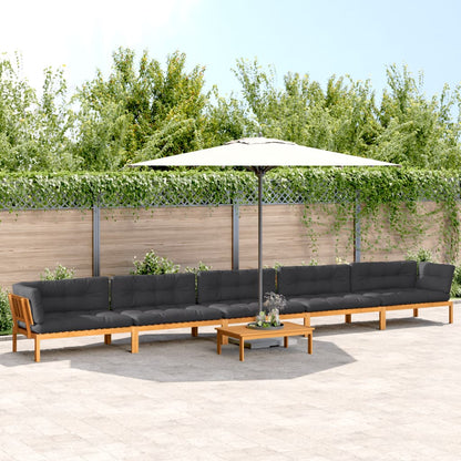 vidaXL Salon de jardin 6 pièces en palettes avec coussins Bois d'acacia