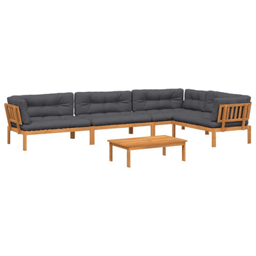 vidaXL Ensemble de canapé de jardin 5 pièces en palettes avec coussins bois d'acacia