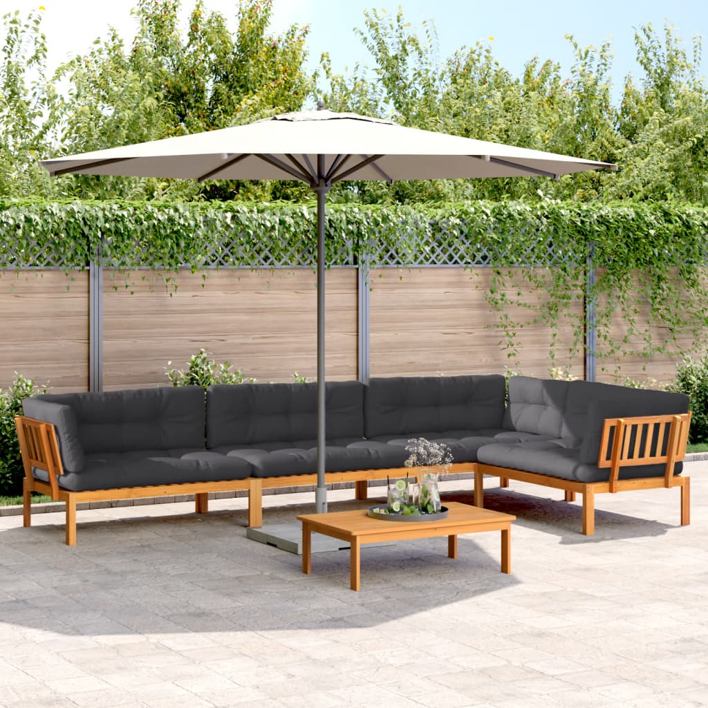 vidaXL Ensemble de canapé de jardin 5 pièces en palettes avec coussins bois d'acacia