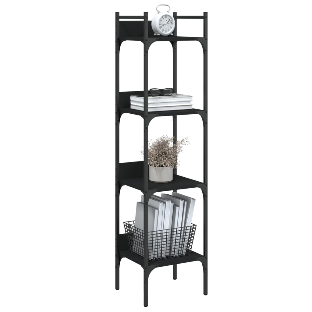 vidaXL Bücherregal 4 Böden Schwarz 35x30x138,5 cm Holzwerkstoff