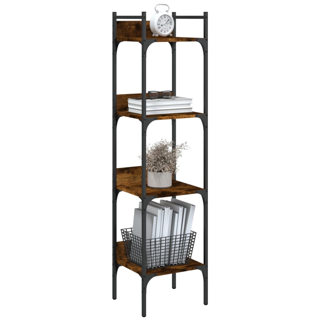 vidaXL Bücherregal 4 Böden Räuchereiche 35x30x138,5 cm Holzwerkstoff