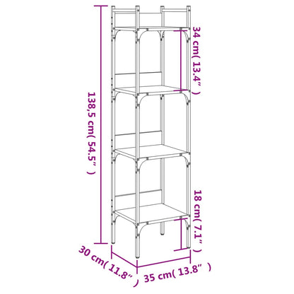 vidaXL Bücherregal 4 Böden Räuchereiche 35x30x138,5 cm Holzwerkstoff