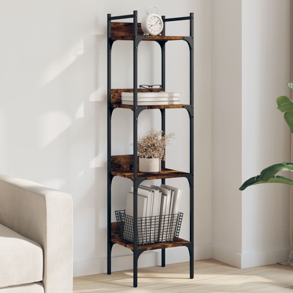vidaXL Bücherregal 4 Böden Räuchereiche 35x30x138,5 cm Holzwerkstoff