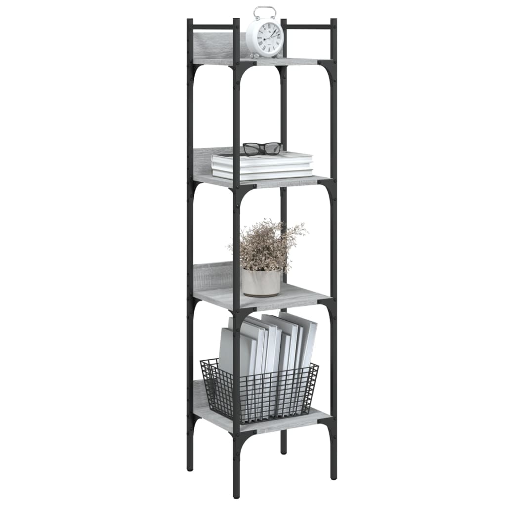 vidaXL Bücherregal 4 Böden Grau Sonoma 35x30x138,5 cm Holzwerkstoff