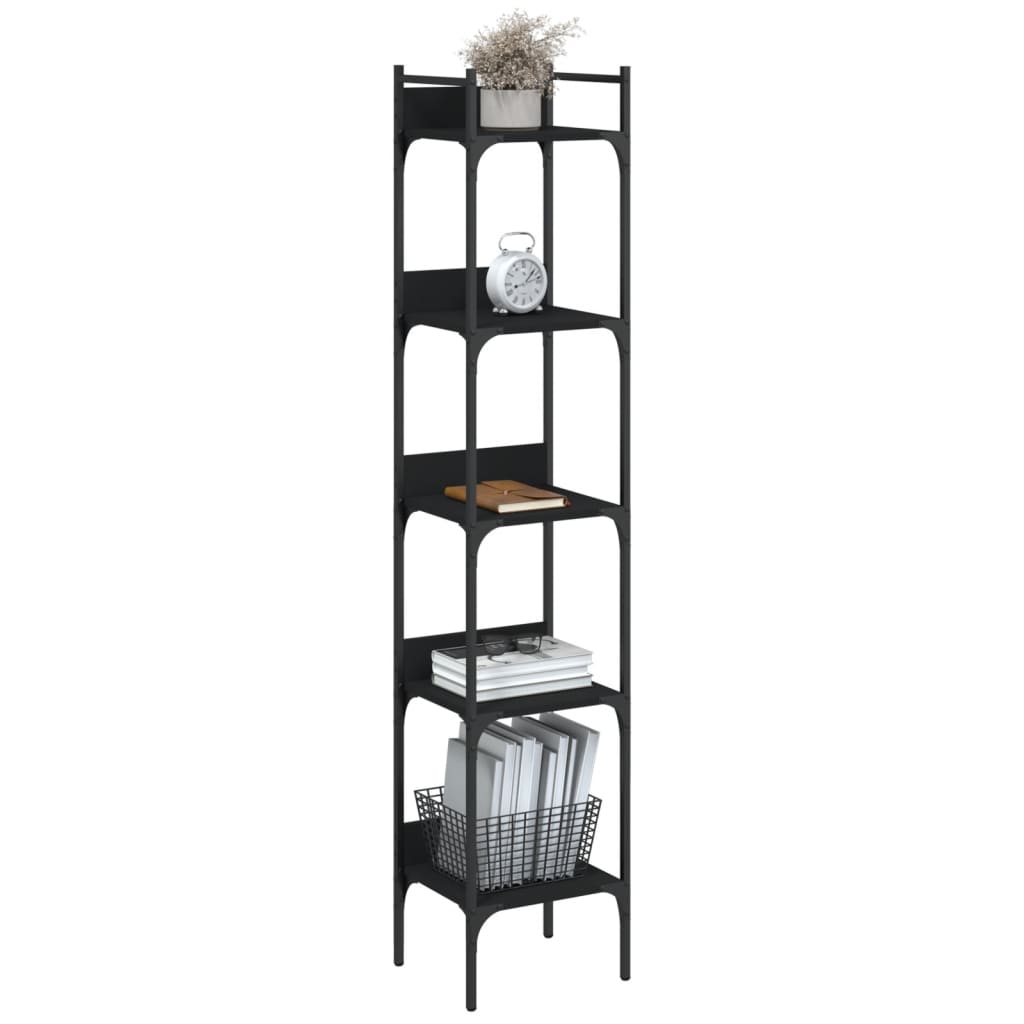 vidaXL Bücherregal 5 Böden Schwarz 35x30x174 cm Holzwerkstoff