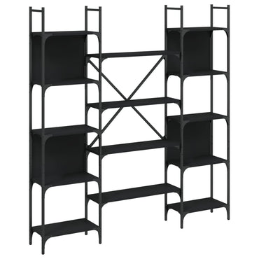 vidaXL Bücherregal Schwarz 155,5x24x166,5 cm Holzwerkstoff