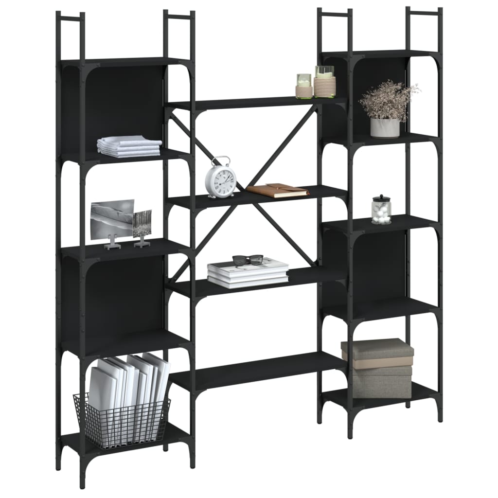 vidaXL Bücherregal Schwarz 155,5x24x166,5 cm Holzwerkstoff