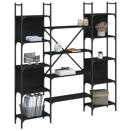 vidaXL Bücherregal Schwarz 155,5x24x166,5 cm Holzwerkstoff
