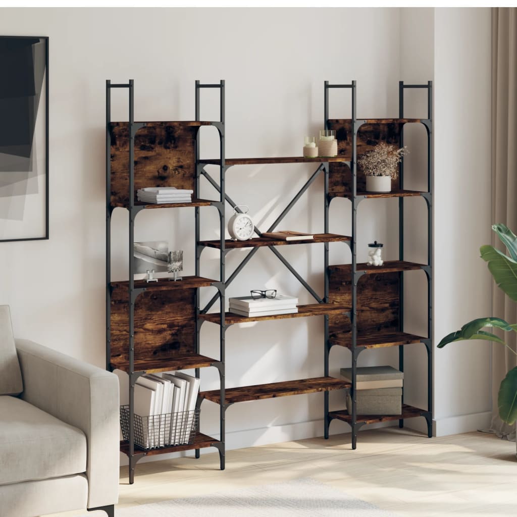 vidaXL Bücherregal Räuchereiche 155,5x24x166,5 cm Holzwerkstoff