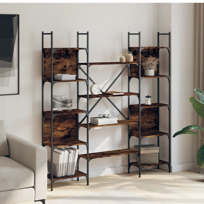 vidaXL Bücherregal Räuchereiche 155,5x24x166,5 cm Holzwerkstoff