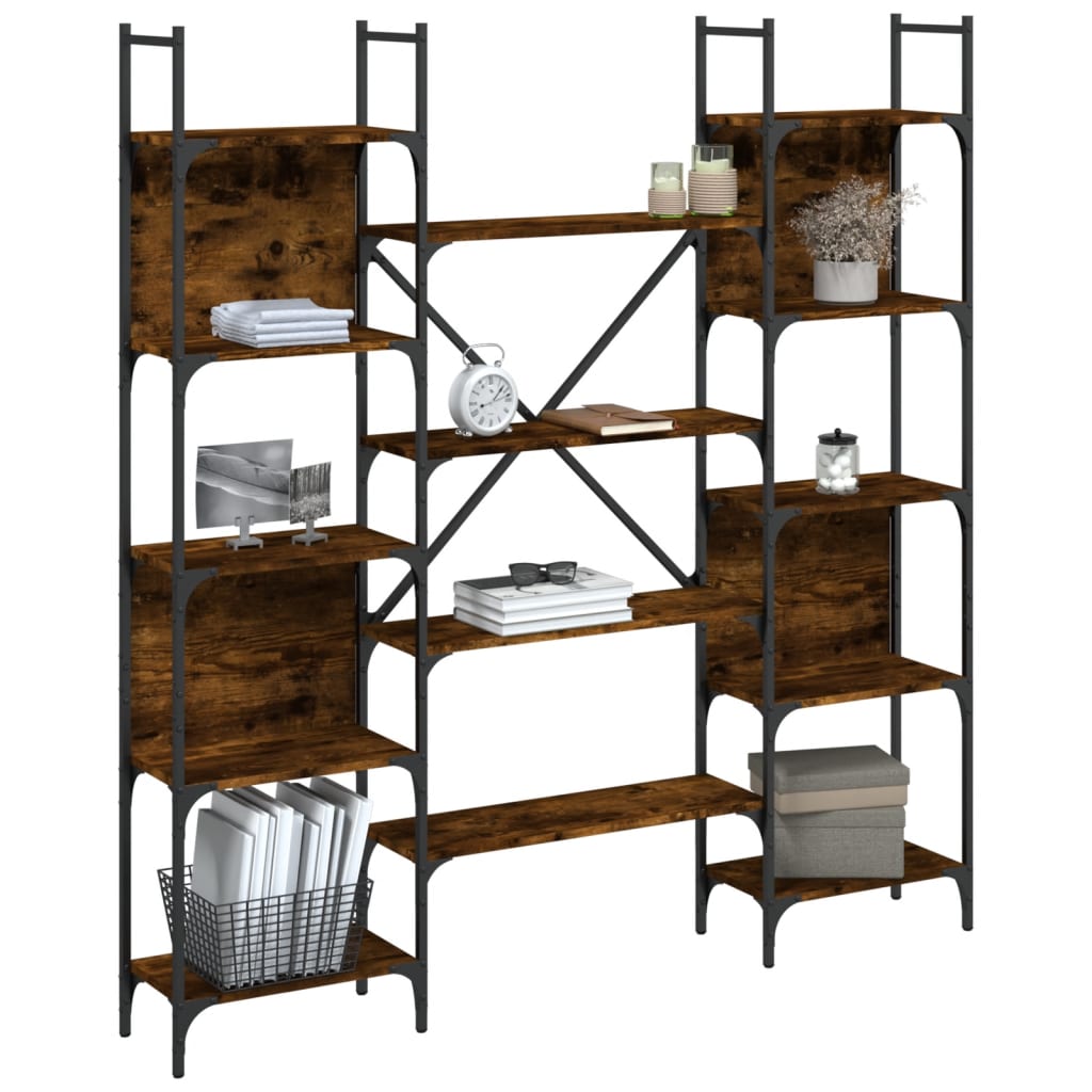 vidaXL Bücherregal Räuchereiche 155,5x24x166,5 cm Holzwerkstoff
