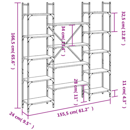 vidaXL Bücherregal Räuchereiche 155,5x24x166,5 cm Holzwerkstoff