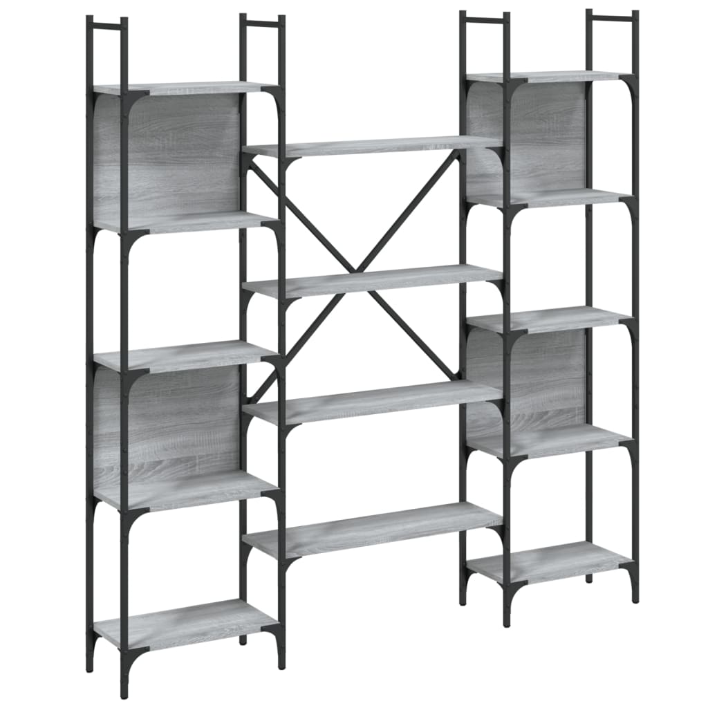 vidaXL Bücherregal Grau Sonoma 155,5x24x166,5 cm Holzwerkstoff