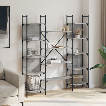 vidaXL Bücherregal Grau Sonoma 155,5x24x166,5 cm Holzwerkstoff