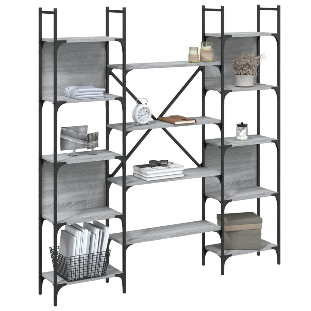 vidaXL Bücherregal Grau Sonoma 155,5x24x166,5 cm Holzwerkstoff