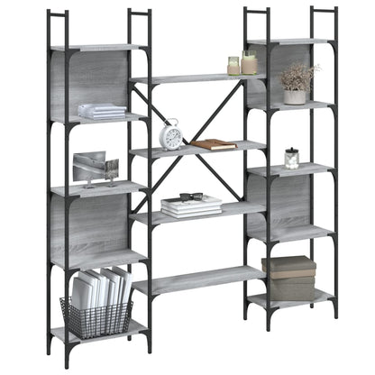 vidaXL Bücherregal Grau Sonoma 155,5x24x166,5 cm Holzwerkstoff