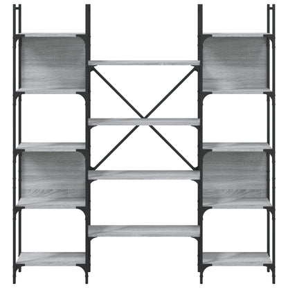 vidaXL Bücherregal Grau Sonoma 155,5x24x166,5 cm Holzwerkstoff