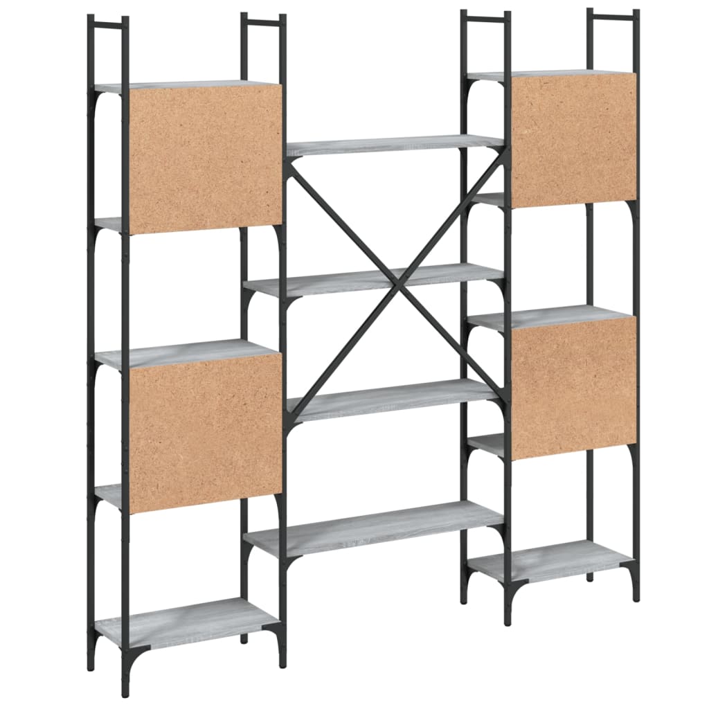 vidaXL Bücherregal Grau Sonoma 155,5x24x166,5 cm Holzwerkstoff