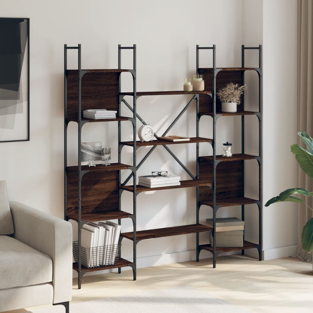 vidaXL Bücherregal Braun Eichen-Optik 155,5x24x166,5 cm Holzwerkstoff